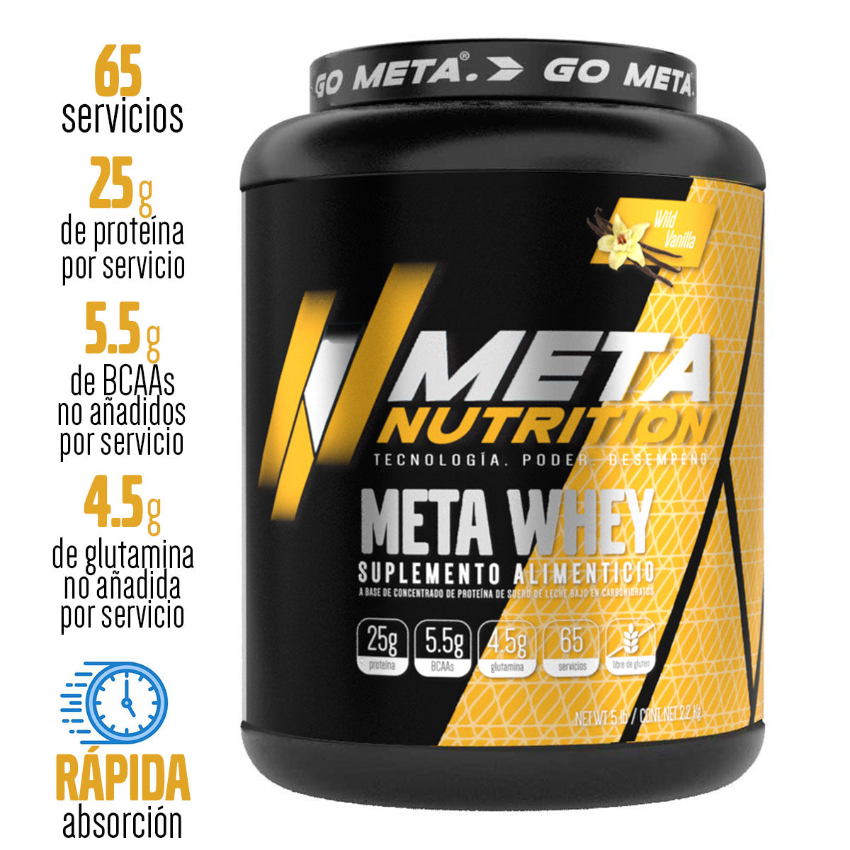 Meta Whey, 100% proteína de suero de leche, Meta Nutrition