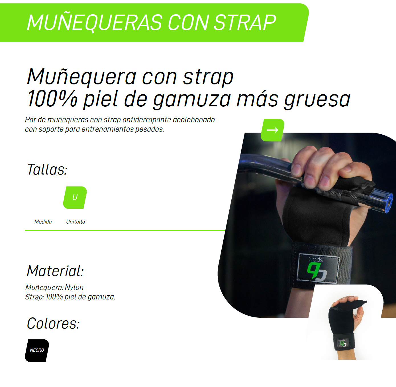 Muñequera con Strap de Gamuza CB SPORT
