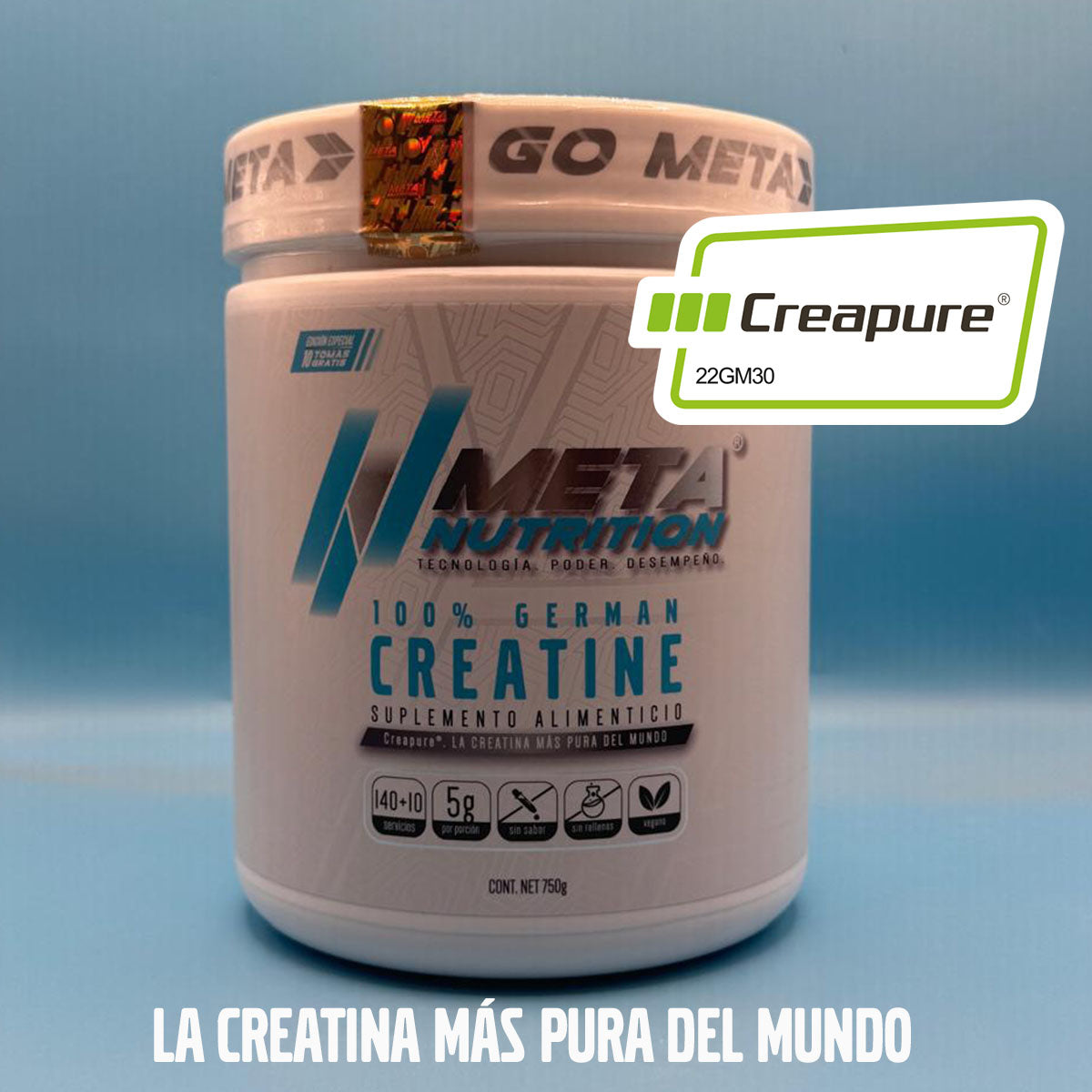 100% German Creatine (Creapure®), Meta Nutrition, 140 servicios + 10 GRATIS