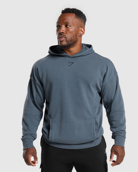 Gymshark Sudadera  azul desgastada Heritage Washed Hoodie