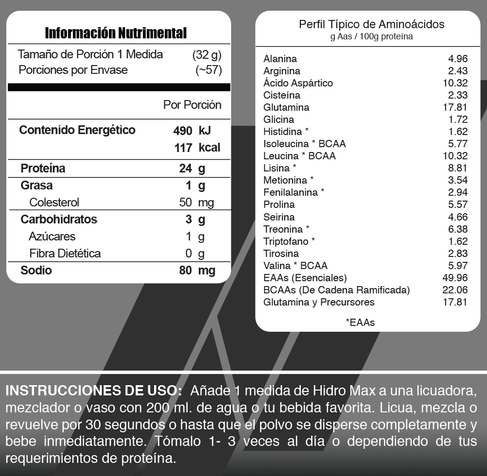 Hidro Max, 100% Proteína Whey Hidrolizada