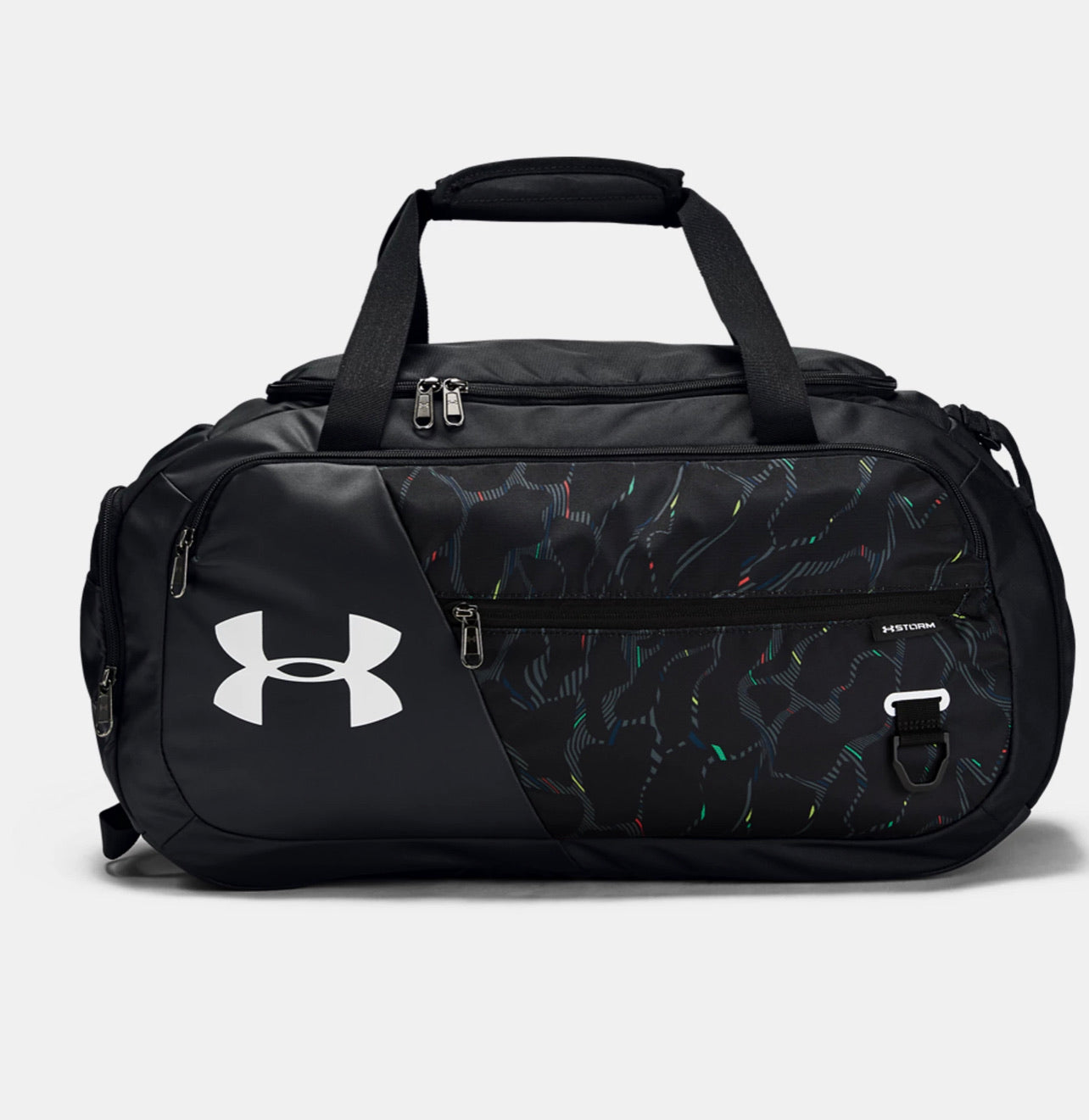 maleta under armour negra con colores